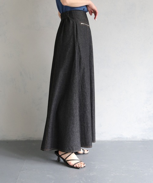 &g'aime（アンジェム）の「【&g’aime】ジップデザインフレアデニムスカート（デニムスカート・レディース・ブラック・FREE）」の15枚目の写真