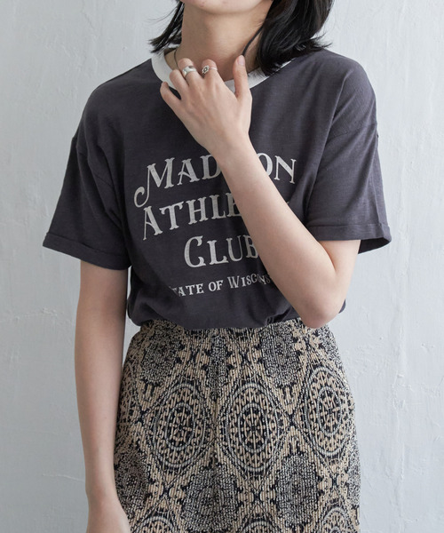 VENCEEXCHANGE(ヴァンスエクスチェンジ)の「MADISONリンガーT(Tシャツ/カットソー・レディース・オフホワイト/チャコールグレー/ライトベージュ・FREE)」の6枚目の写真