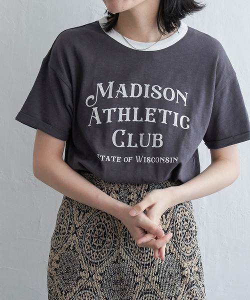 VENCEEXCHANGE(ヴァンスエクスチェンジ)の「MADISONリンガーT(Tシャツ/カットソー・レディース・オフホワイト/チャコールグレー/ライトベージュ・FREE)」の7枚目の写真