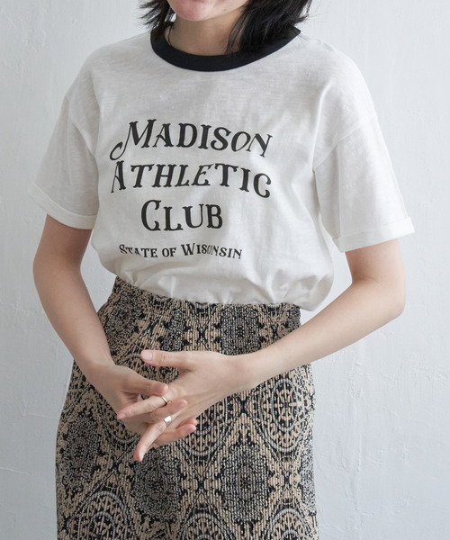 VENCEEXCHANGE(ヴァンスエクスチェンジ)の「MADISONリンガーT(Tシャツ/カットソー・レディース・オフホワイト/チャコールグレー/ライトベージュ・FREE)」の15枚目の写真
