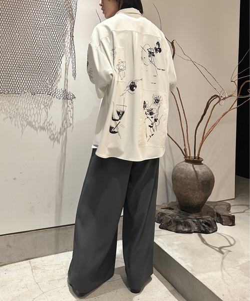HARE ドローイングバックプリントシャツ 黒 HARE（ハレ）の「ドローイングバックプリントシャツ(HARE