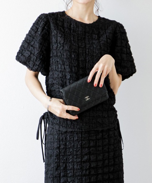 AMELY（エミリー）の「ワッフルジャカードセットアップ（セットアップ・レディース・ブラック/ホワイト/ラベンダー・フリー）」の11枚目の写真