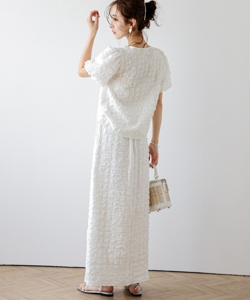 AMELY（エミリー）の「ワッフルジャカードセットアップ（セットアップ・レディース・ブラック/ホワイト/ラベンダー・フリー）」の6枚目の写真