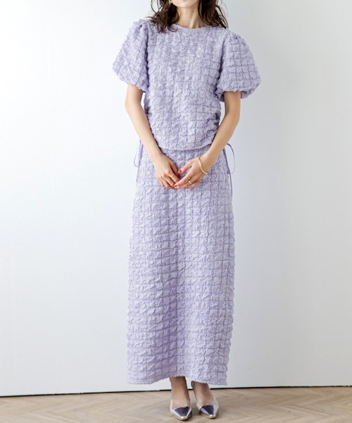 AMELY（エミリー）の「ワッフルジャカードセットアップ（セットアップ・レディース・ブラック/ホワイト/ラベンダー・フリー）」の13枚目の写真