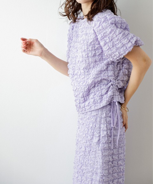 AMELY（エミリー）の「ワッフルジャカードセットアップ（セットアップ・レディース・ブラック/ホワイト/ラベンダー・フリー）」の15枚目の写真