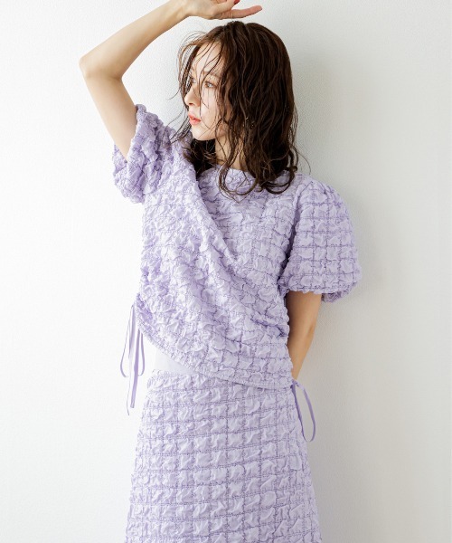 AMELY（エミリー）の「ワッフルジャカードセットアップ（セットアップ・レディース・ブラック/ホワイト/ラベンダー・フリー）」の16枚目の写真