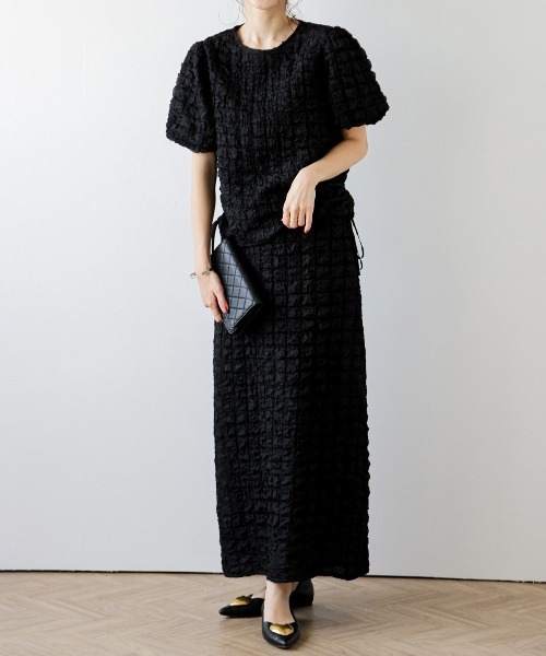 AMELY（エミリー）の「ワッフルジャカードセットアップ（セットアップ・レディース・ブラック/ホワイト/ラベンダー・フリー）」の8枚目の写真