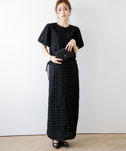 AMELY（エミリー）の「ワッフルジャカードセットアップ（セットアップ・レディース・ブラック/ホワイト/ラベンダー・フリー）」の10枚目の写真