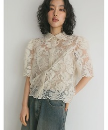 Re:EDIT | [2024 SUMMER COLLECTION]エンブロイダリークロップドパフスリーブシャツ(シャツ/ブラウス)