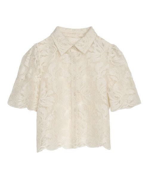 Re:EDIT（リエディ）の「[2024 SUMMER COLLECTION]エンブロイダリークロップドパフスリーブシャツ（シャツ/ブラウス・レディース・ブラック/アイボリー・MEDIUM/LARGE）」の17枚目の写真
