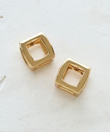 スクエア ホロウ ワンタッチ ピアス