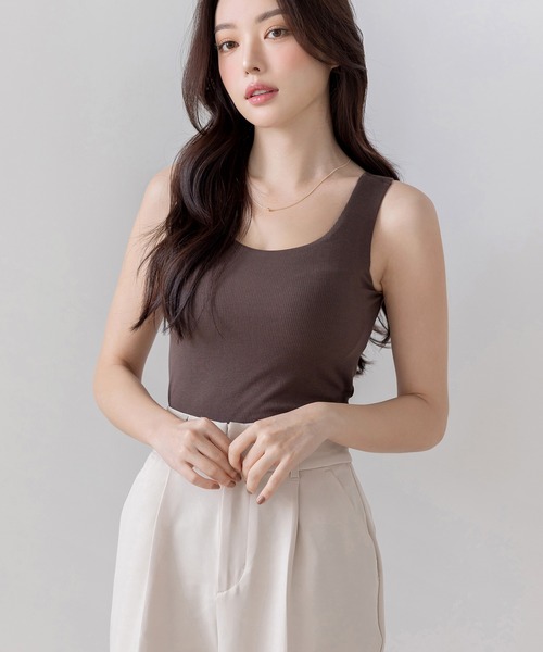 tu-hacci(ツーハッチ)の「【170万枚突破!】おしゃれもブラもね。BRAmoneなら一枚でナチュ盛りが叶う!リブタンクトップ(ノンワイヤーtype)(タンクトップ・レディース・ブラック/グレイッシュベージュ/チャコールグレー/アッシュブラウン・S/SG/M/MG/L/LG/XL)」の13枚目の写真