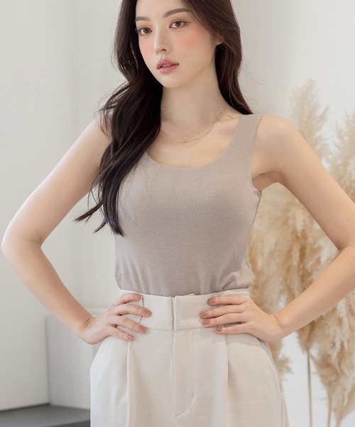 tu-hacci(ツーハッチ)の「【170万枚突破!】おしゃれもブラもね。BRAmoneなら一枚でナチュ盛りが叶う!リブタンクトップ(ノンワイヤーtype)(タンクトップ・レディース・ブラック/グレイッシュベージュ/チャコールグレー/アッシュブラウン・S/SG/M/MG/L/LG/XL)」の21枚目の写真