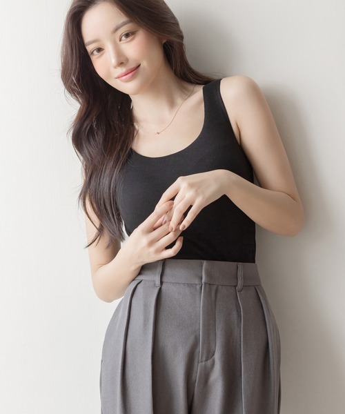 tu-hacci(ツーハッチ)の「【170万枚突破!】おしゃれもブラもね。BRAmoneなら一枚でナチュ盛りが叶う!リブタンクトップ(ノンワイヤーtype)(タンクトップ・レディース・ブラック/グレイッシュベージュ/チャコールグレー/アッシュブラウン・S/SG/M/MG/L/LG/XL)」の22枚目の写真