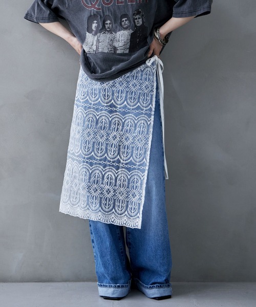 etoll.(エトル)の「刺繍オーガンジーラップSK(スカート・レディース・ホワイト/アイボリー/ブラック・M)」の7枚目の写真