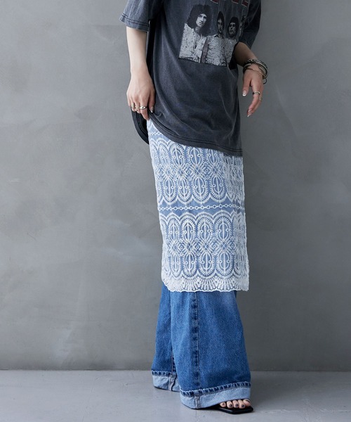 etoll.(エトル)の「刺繍オーガンジーラップSK(スカート・レディース・ホワイト/アイボリー/ブラック・M)」の8枚目の写真