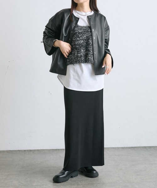 PUAL CE CIN(ピュアルセシン)の「【24AW】異素材MIXテープヤーン ベスト(ベスト・レディース・ネイビー/アイボリー・FREE)」の18枚目の写真