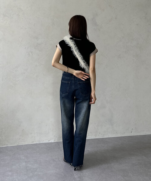 Thevon（ゼボン）の「袖先配色フレンチニットプルオーバー（ニット/セーター・レディース・ブラック/ベージュ/ライトグレー/グリーン・FREE）」の13枚目の写真