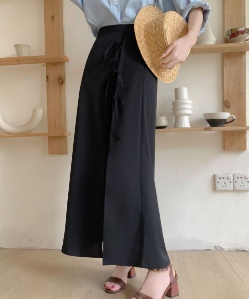 ABITOKYO（アビトーキョー）の「フロントリボンスリットレイヤードスカート（スカート・レディース・グリーン/ベージュ/ブラック・S/M/L）」の6枚目の写真