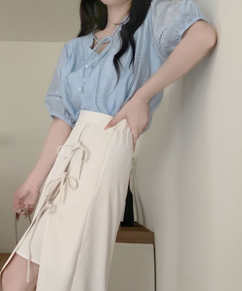 ABITOKYO（アビトーキョー）の「フロントリボンスリットレイヤードスカート（スカート・レディース・グリーン/ベージュ/ブラック・S/M/L）」の22枚目の写真