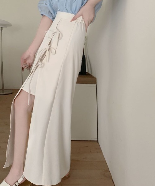 ABITOKYO（アビトーキョー）の「フロントリボンスリットレイヤードスカート（スカート・レディース・グリーン/ベージュ/ブラック・S/M/L）」の21枚目の写真