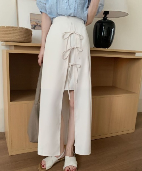 ABITOKYO（アビトーキョー）の「フロントリボンスリットレイヤードスカート（スカート・レディース・グリーン/ベージュ/ブラック・S/M/L）」の19枚目の写真