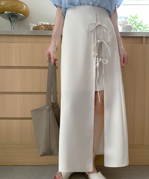 ABITOKYO（アビトーキョー）の「フロントリボンスリットレイヤードスカート（スカート・レディース・グリーン/ベージュ/ブラック・S/M/L）」の18枚目の写真