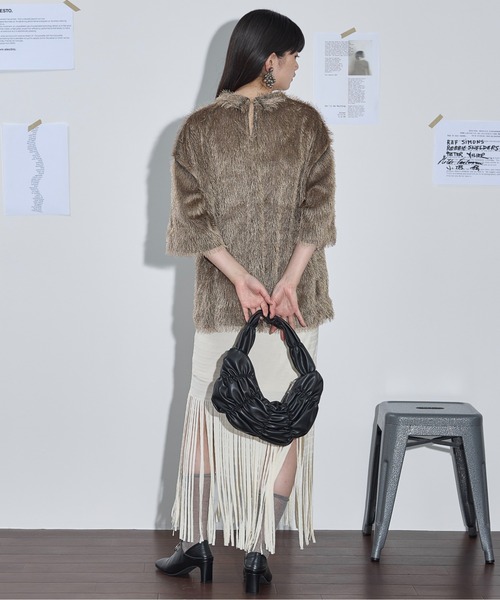 ブラウス シャツ フリンジハーフスリーブシャツ レディース CB CRESTBRIDGE ブラウス シャツ サイド切替ハーフスリーブ