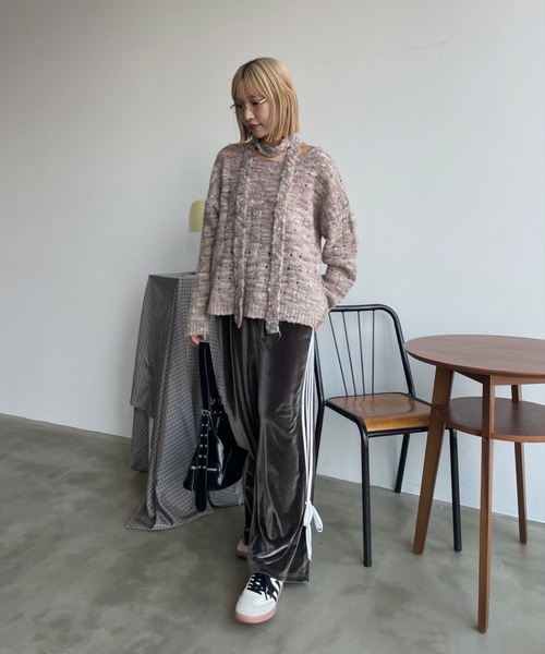 SHAGGIE（シャギー）の「サイドラインベロアルーズパンツ（その他パンツ・レディース・ブラウン/ネイビー・FREE）」の13枚目の写真