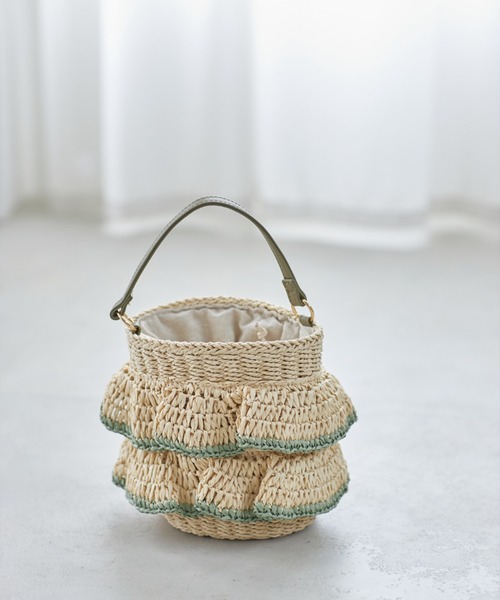 CLOUDY グリーンフリル付きかごバッグ maison vert フリルハンドルかごバッグ/CRAFT STANDARD BOUTIQUE