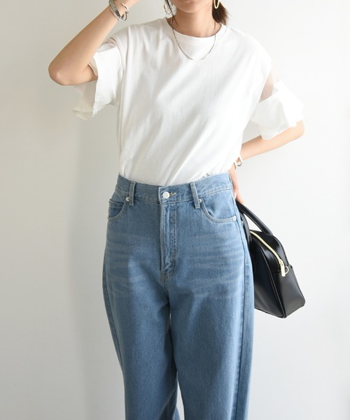 and it_(アンドイット)の「フレアシースルースリーブカットソー(Tシャツ/カットソー・レディース・オフホワイト/ブラック/ピンク/ベージュ・M)」の5枚目の写真
