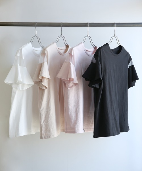and it_(アンドイット)の「フレアシースルースリーブカットソー(Tシャツ/カットソー・レディース・オフホワイト/ブラック/ピンク/ベージュ・M)」の17枚目の写真