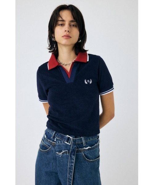 MOUSSY（マウジー）の「DOUBLE COLLAR PILE SKIPPER Tシャツ（Tシャツ/カットソー・レディース・ネイビー/オフホワイト/オレンジ系その他・FREE）」の21枚目の写真