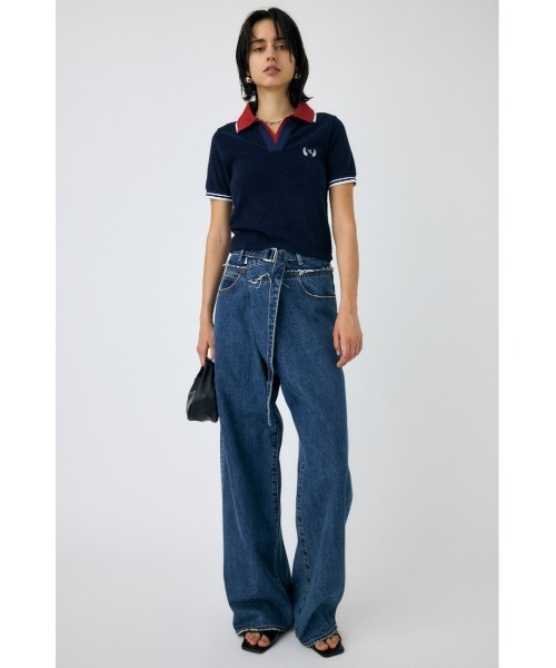 MOUSSY（マウジー）の「DOUBLE COLLAR PILE SKIPPER Tシャツ（Tシャツ/カットソー・レディース・ネイビー/オフホワイト/オレンジ系その他・FREE）」の20枚目の写真