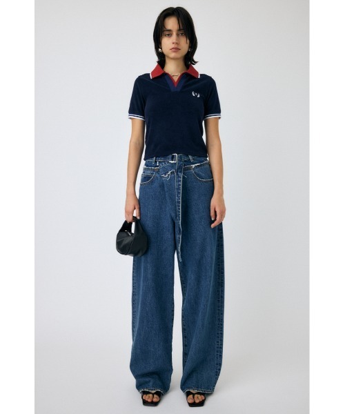 MOUSSY（マウジー）の「DOUBLE COLLAR PILE SKIPPER Tシャツ（Tシャツ/カットソー・レディース・ネイビー/オフホワイト/オレンジ系その他・FREE）」の18枚目の写真