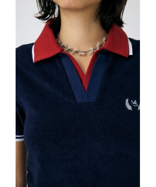 MOUSSY（マウジー）の「DOUBLE COLLAR PILE SKIPPER Tシャツ（Tシャツ/カットソー・レディース・ネイビー/オフホワイト/オレンジ系その他・FREE）」の13枚目の写真