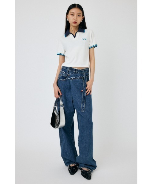 MOUSSY（マウジー）の「DOUBLE COLLAR PILE SKIPPER Tシャツ（Tシャツ/カットソー・レディース・ネイビー/オフホワイト/オレンジ系その他・FREE）」の7枚目の写真