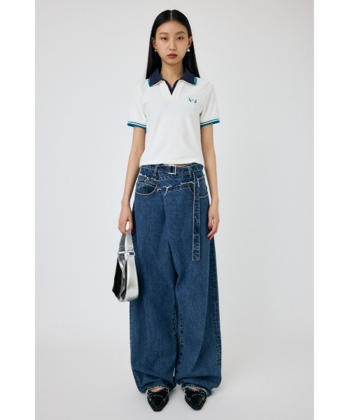 MOUSSY（マウジー）の「DOUBLE COLLAR PILE SKIPPER Tシャツ（Tシャツ/カットソー・レディース・ネイビー/オフホワイト/オレンジ系その他・FREE）」の5枚目の写真