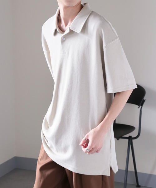 SETUP7（セットアップセブン）の「【SETUP7】リラックスフィット鹿の子ポロシャツ SCCH388（ポロシャツ・メンズ・アイボリー/ブラック/ネイビー・FREE）」の12枚目の写真