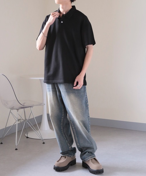 SETUP7（セットアップセブン）の「【SETUP7】リラックスフィット鹿の子ポロシャツ SCCH388（ポロシャツ・メンズ・アイボリー/ブラック/ネイビー・FREE）」の9枚目の写真