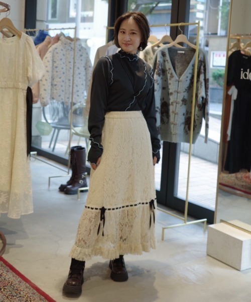 idem（イデム）の「romantic lace ribbon skirt / レースリボン
