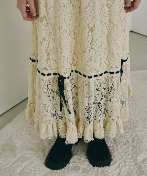 romantic lace ribbon skirt / レースリボンスカート（スカート