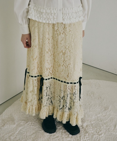 idemイデムromanticlaceribbonskirtレースリボンスカート romantic lace ribbon skirt / レースリボンスカート（スカート