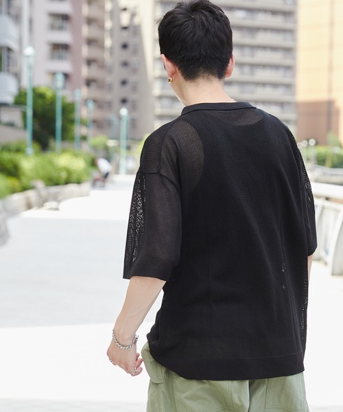 WEGO（ウィゴー）の「WEGO/メッシュポロニットプルオーバー（ニット/セーター・メンズ・ブラック/マスタード・MEDIUM/LARGE）」の10枚目の写真