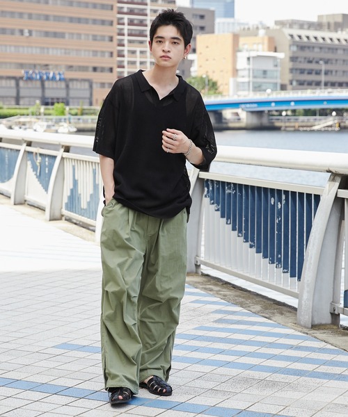 WEGO（ウィゴー）の「WEGO/メッシュポロニットプルオーバー（ニット/セーター・メンズ・ブラック/マスタード・MEDIUM/LARGE）」の13枚目の写真