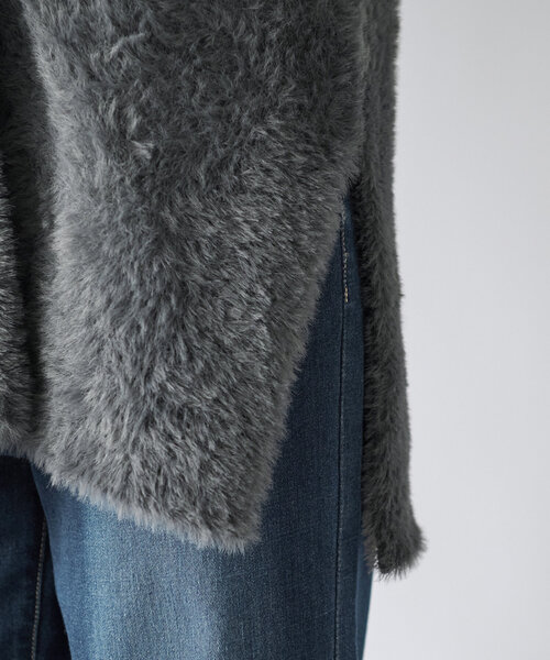 【セール】《モードなレイヤードスタイル》ダブルフェイスシャギージレ(ベスト)|un dix cors(アンディコール) 【セール】《モードなレイヤードスタイル》ダブルフェイスシャギージレ(ベスト)|un dix cors(アンディコール)