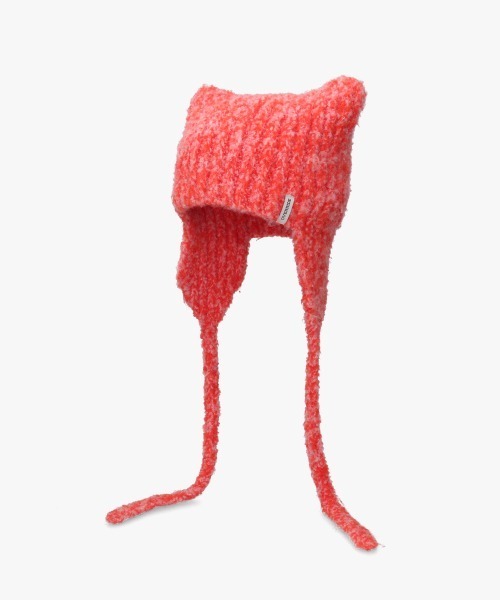 OVERRIDE（オーバーライド）の「OVERRIDE KNIT CURLY CAT GUIDE SG / オーバーライド（ニットキャップ/ビーニー・レディース・オレンジ/ダークグレー/ホワイト・57~59cm）」の7枚目の写真