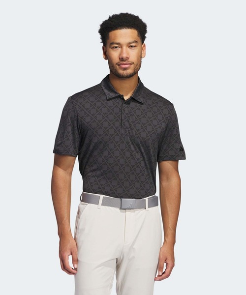 【adidas GOLF/アディダス】ジャガード スタンドカラー半袖ポロシャツM アディダス 【ゴルフ】ビヨンド ザ コース ジャガード BOSロゴ