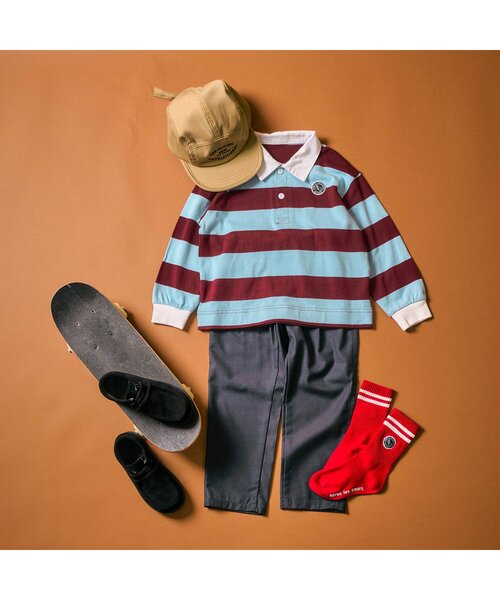 apres les cours（アプレレクール）の「ワイドボーダーポロシャツ（ポロシャツ・キッズ・エンジ/グリーン・80/90/100/110/120/130）」の3枚目の写真