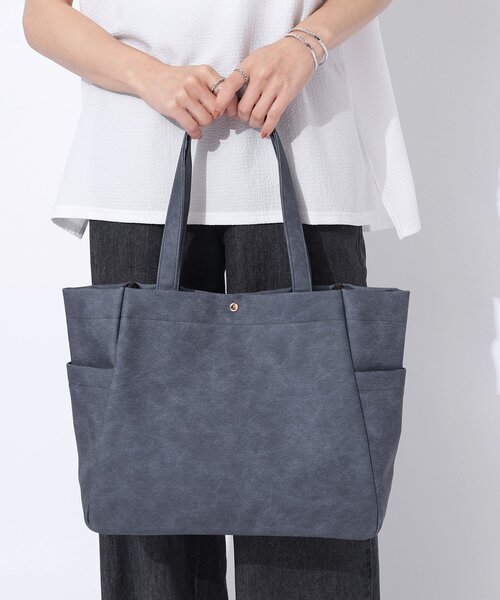 SHOO・LA・RUE（シューラルー）の「◆【A4】サイドポケットトートバッグ（トートバッグ・レディース・ブラック/ブルー/グレー/ベージュ・00）」の4枚目の写真